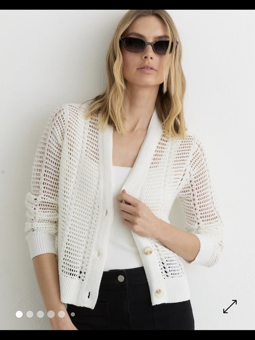 Reiss Open Knit Button Through Cardigan XS $210 Full Price In Stores